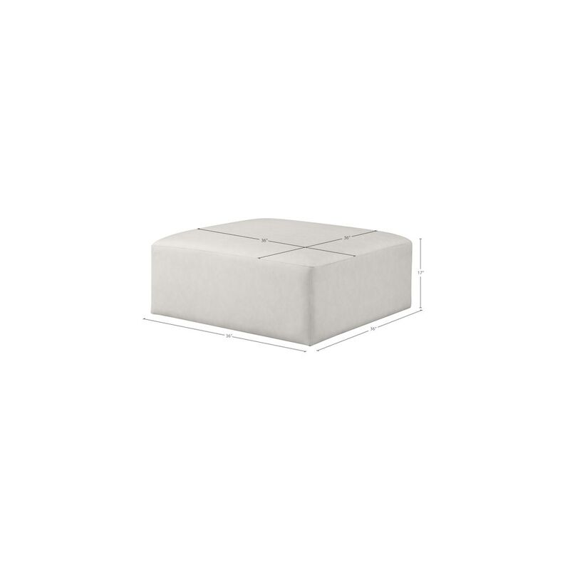Meridian Furniture Cube Cream Vegan Leather Ottoman
