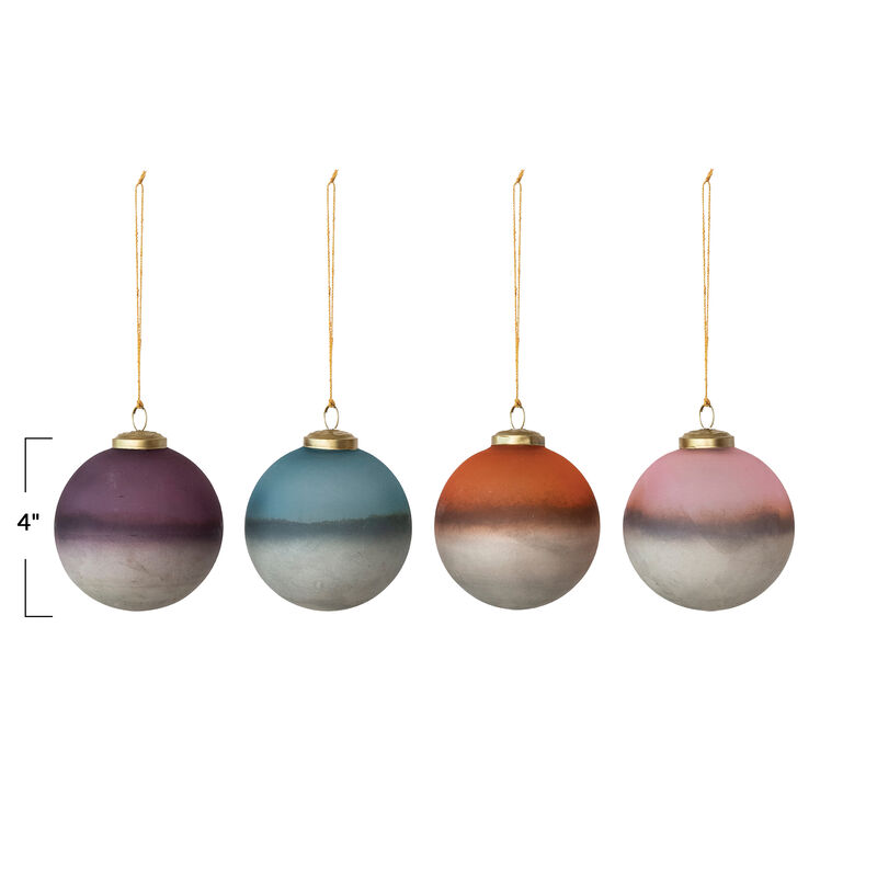 Artisan Two-Tone Glass Ball Ornaments, Set of 4 image number 1