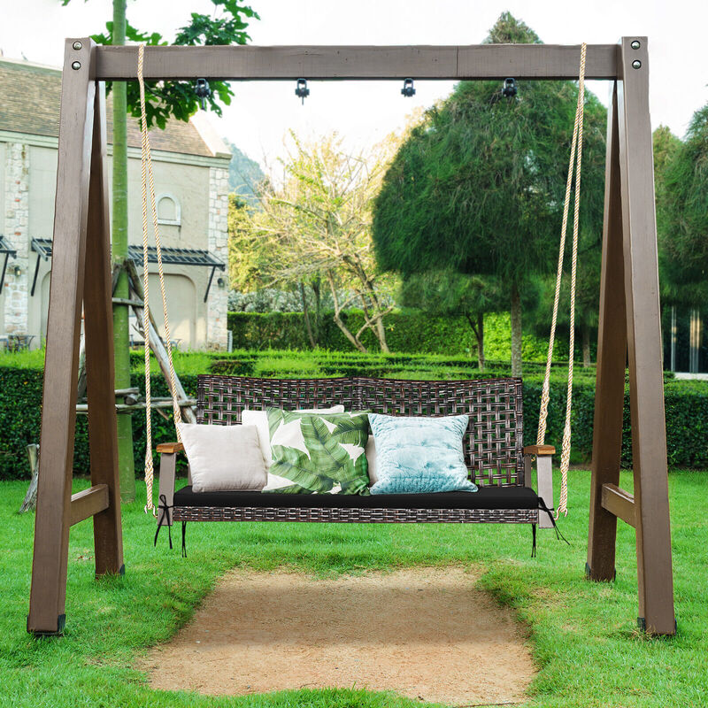 2-Person Rattan Hanging Porch Swing Chair