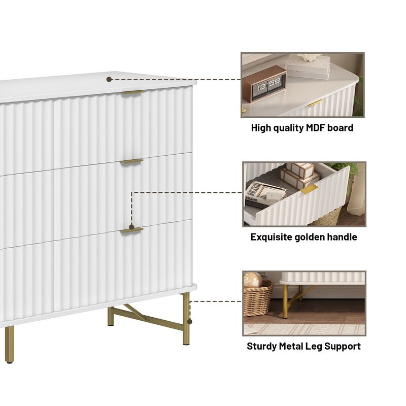 6-Drawer Dresser Chest with Metal Base