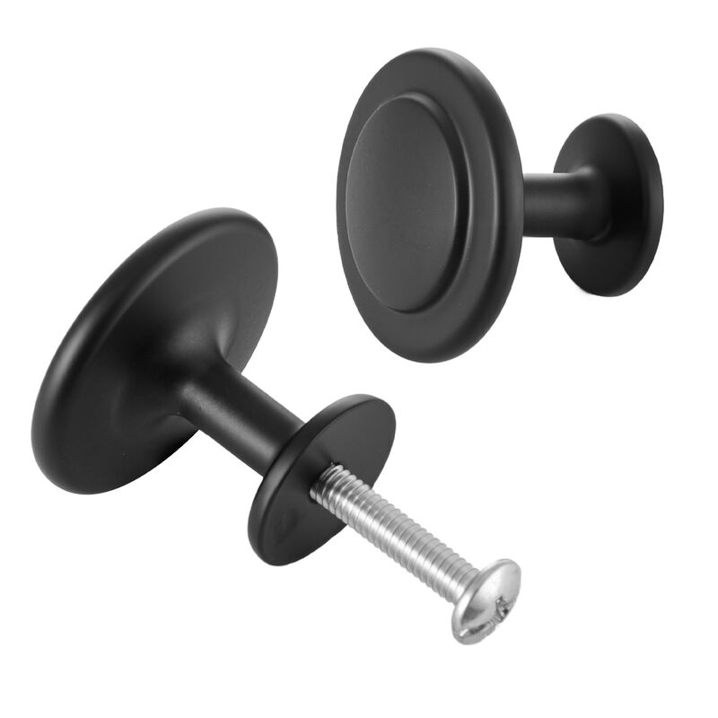 30 Pack Black Cabinet Knobs, Zinc Alloy Mushroom Drawer Pulls with Screws image number 3