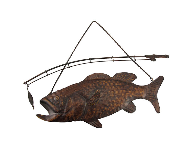 Rustic Finish Largemouth Bass Metal Wall Hanging image number 0