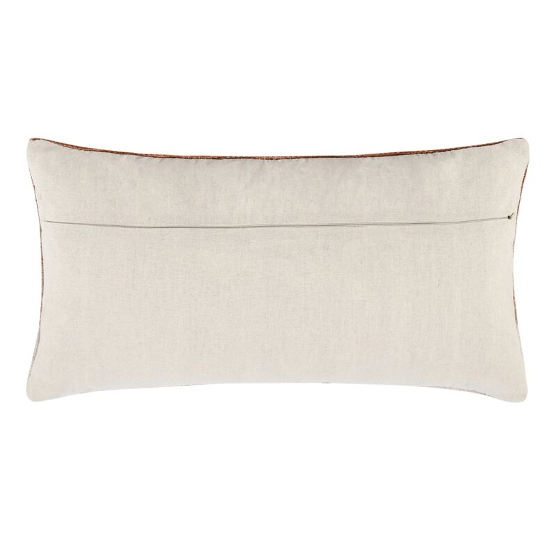 Skio Lumbar Throw Pillow, Marble Yarn Texture 14x26 Inch Brown Viscose - Benzara
