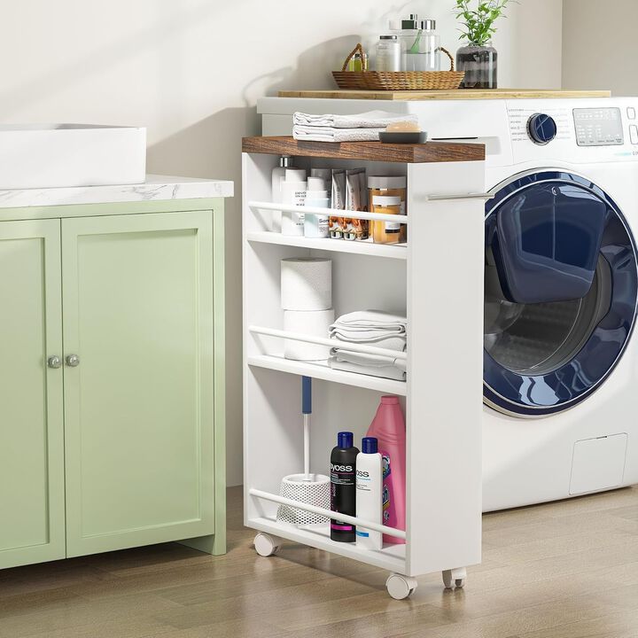 Tribesigns 4-Tier Storage Cart, Slim Rolling Narrow Kitchen Cart for Small Place
