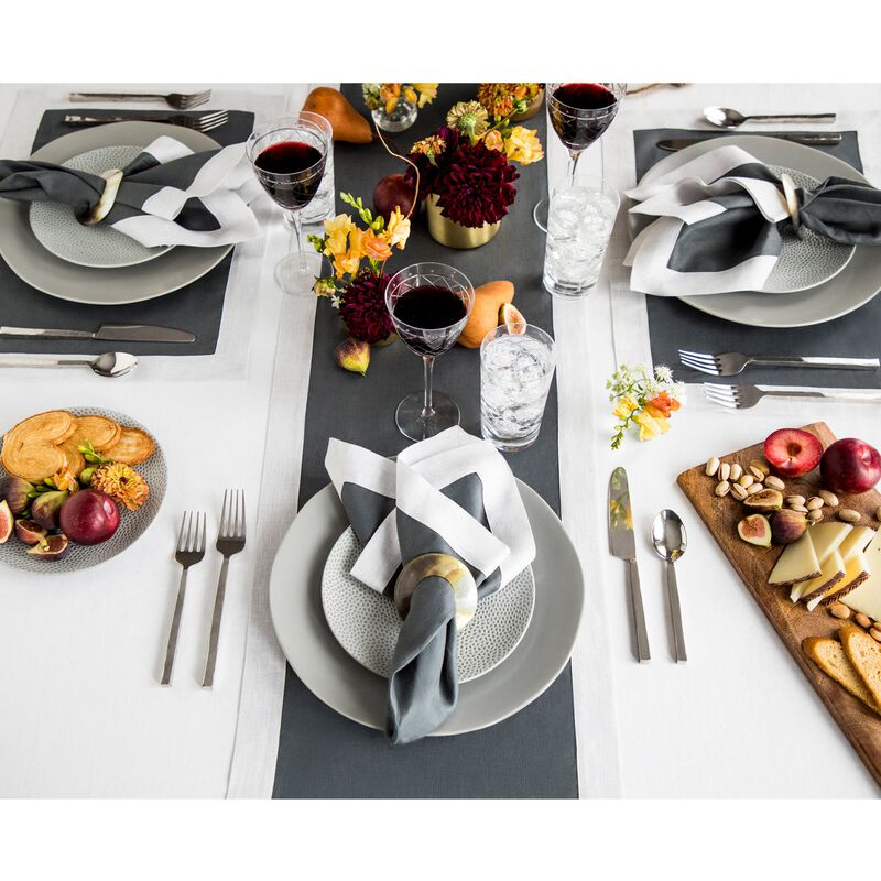Solino Home Festive Edge 100% Linen Table Runner &ndash; Handcrafted, Machine Washable, Perfect for Holiday and Everyday Dining