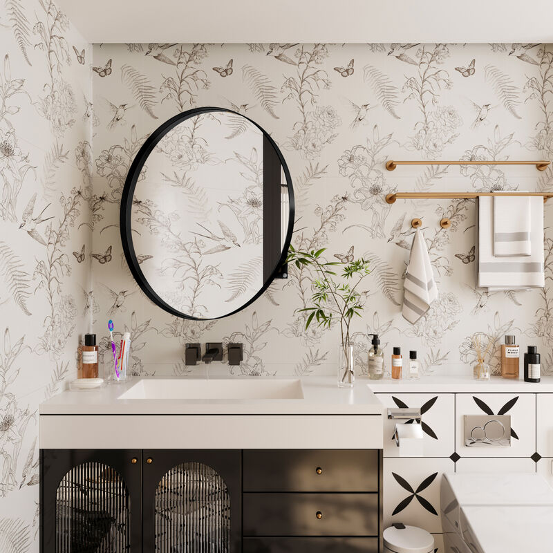 ELEMENT ACE Modern Round Metal Medicine Cabinet with Adjustable Shelves - Elegant Bathroom Storage Solution image number 6