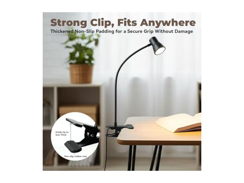 LED Portable 3 Color Desk Lamp For Bedroom Office Desk Black image number 3