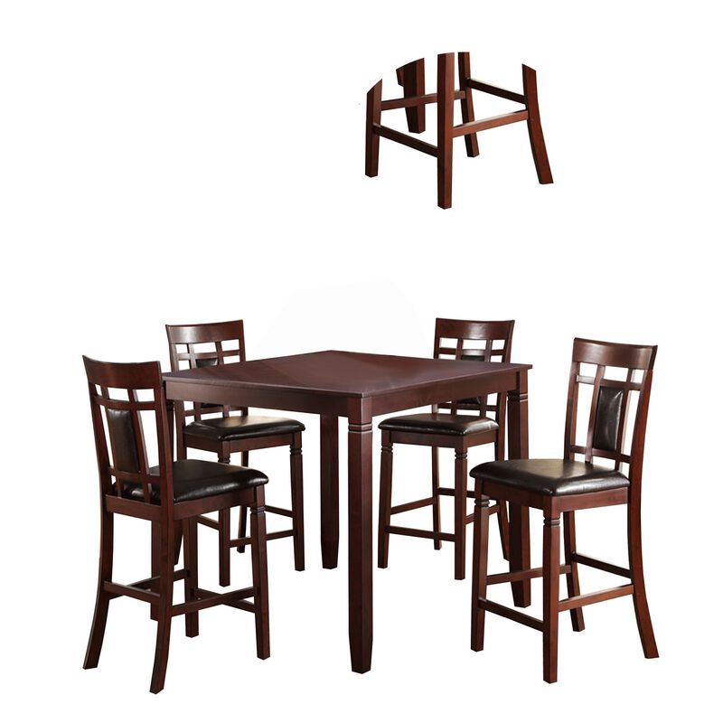 Swish Cashew Wood 5 Pieces Counter Height Dining Set In Brown
