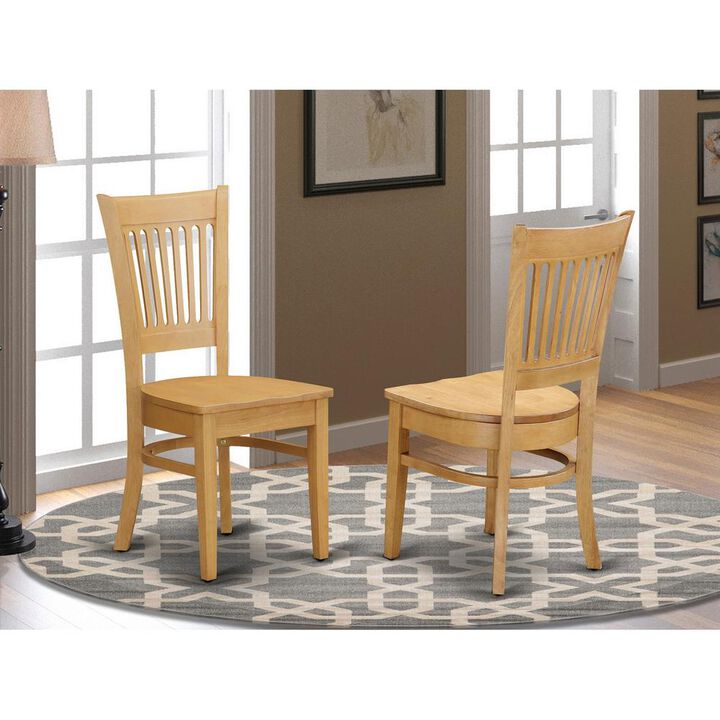 Vancouver Wood Seat Kitchen dining Chairs in Oak Finish, Set of 2