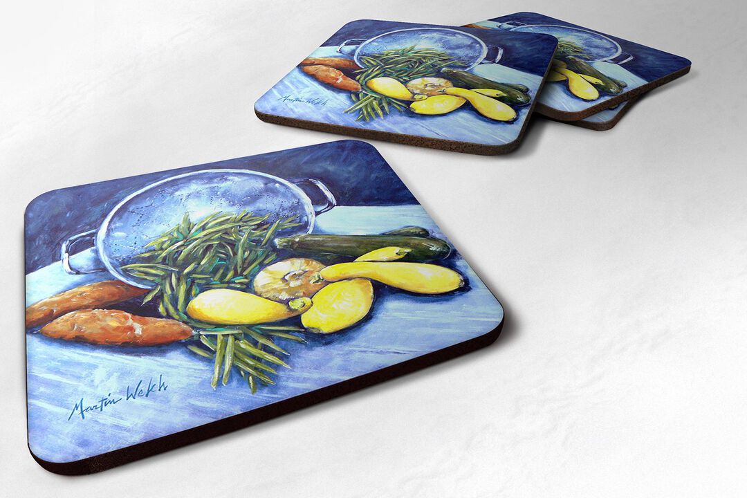 Caroline's Treasures MW1075FC Vegetables Veg for All Foam Coasters (Set of 4), 3.5 H x 3.5 W, Multicolor