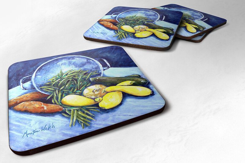 Caroline's Treasures MW1075FC Vegetables Veg for All Foam Coasters (Set of 4), 3.5 H x 3.5 W, Multicolor image number 0