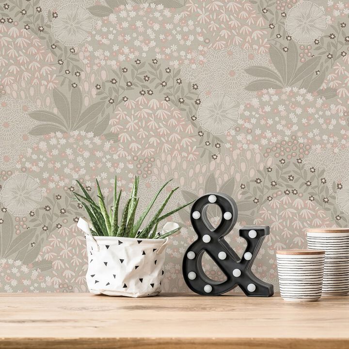 Fusion Forest Bloom Motif Beige Wallpaper FS72015
