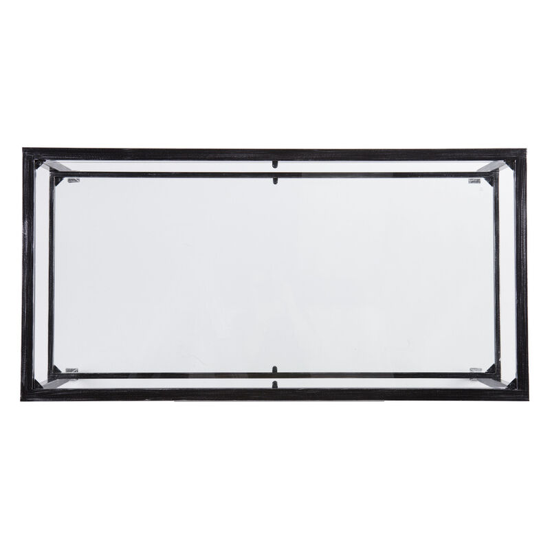 Hivvago 48 Inch Black Glass And Metal Rectangular Coffee Table