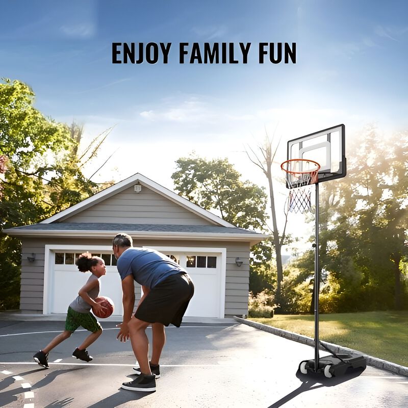 Height Adjustable Basketball Hoop with Stand, Portable Goal for Indoor Outdoor Kids and Adults-Black image number 4