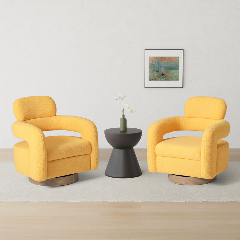 WestinTrends Mid-Century Modern Sherpa Swivel Barrel Accent Chair (Set of 2)