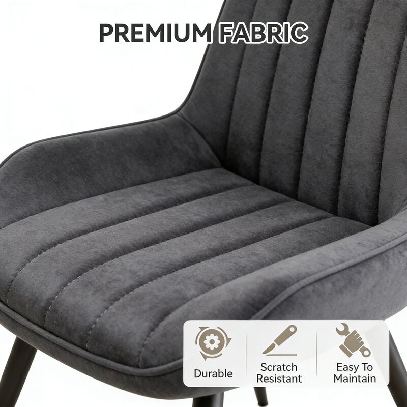 Modern Ribbed Fabric Upholstered Dining Chair Set of 4 image number 6