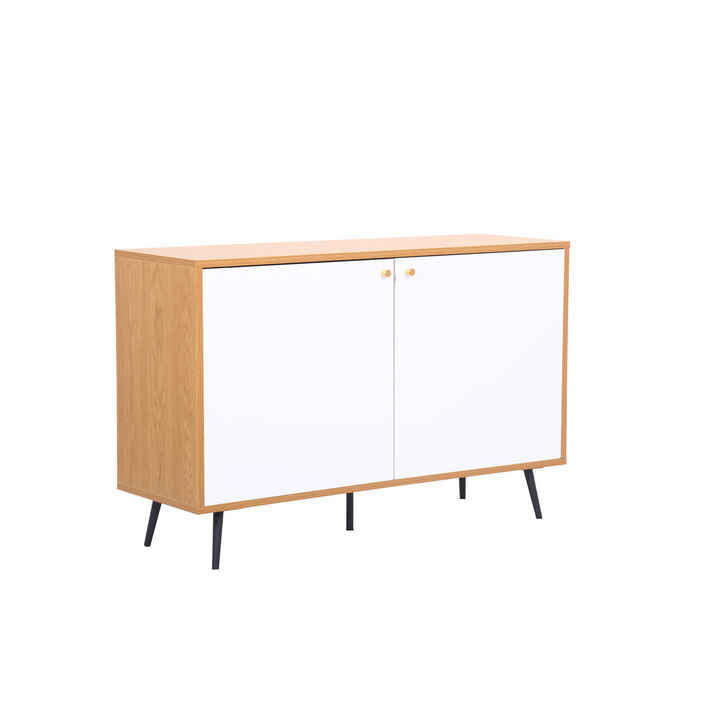 Carlotta Light Brown and White Storage Console Cabinet Table