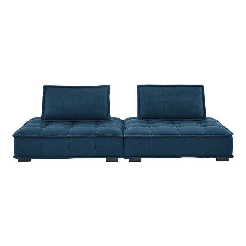 Saunter Tufted Fabric 2-Piece Loveseat Blue