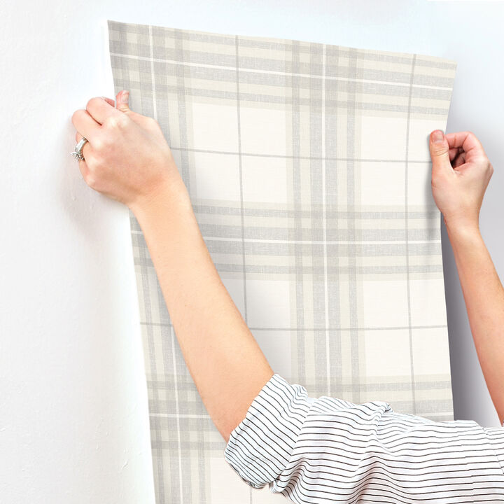Cabin Check Grey Plaid Wallpaper