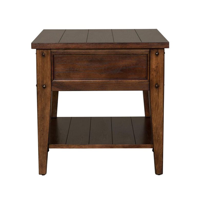 Liberty Furniture Lake House End Table in Rustic Brown Oak image number 3