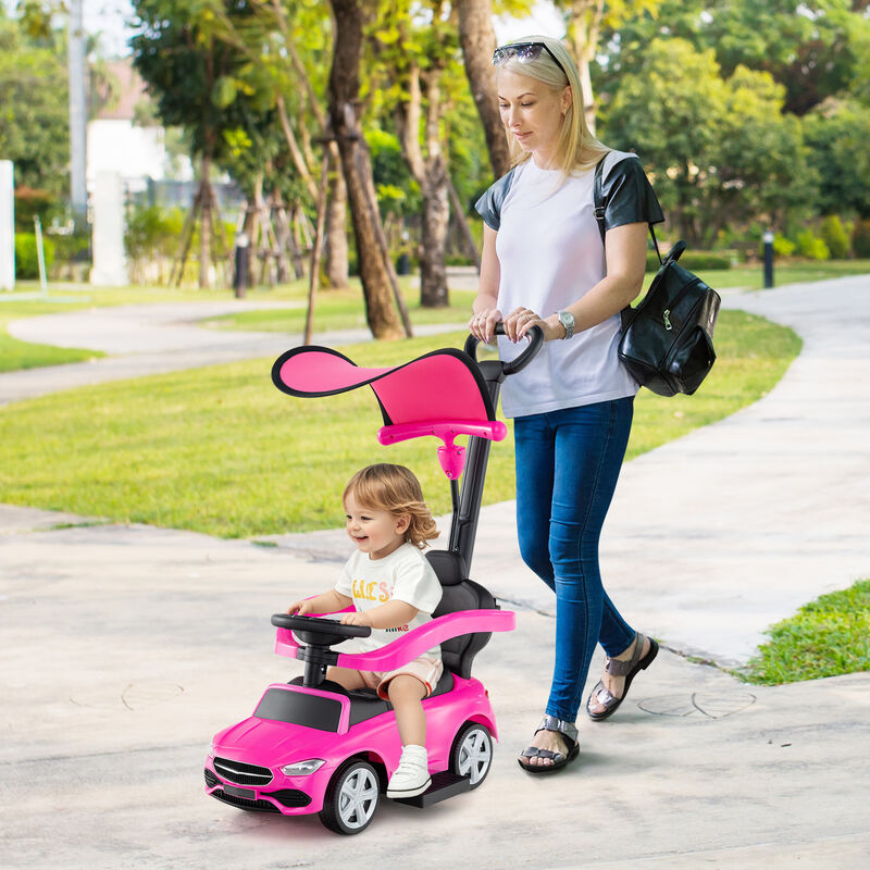 3 in 1 Toddler Ride On Push Car with Canopy Sliding Function and Stroller image number 1