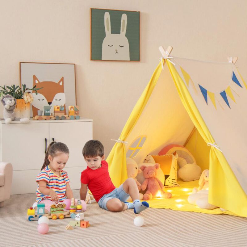 Hivvago Kids Play Tent with Solid Wood Frame Holiday Birthday Gift & Toy for Boys & Girls