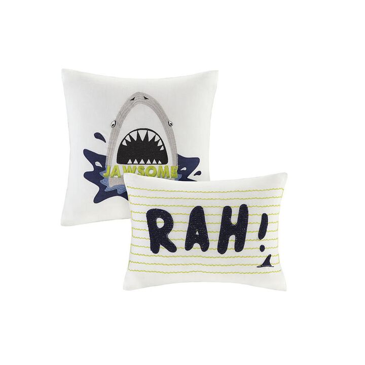 Belen Kox Finn Shark and Stripe Reversible Cotton Coverlet Set, Belen Kox
