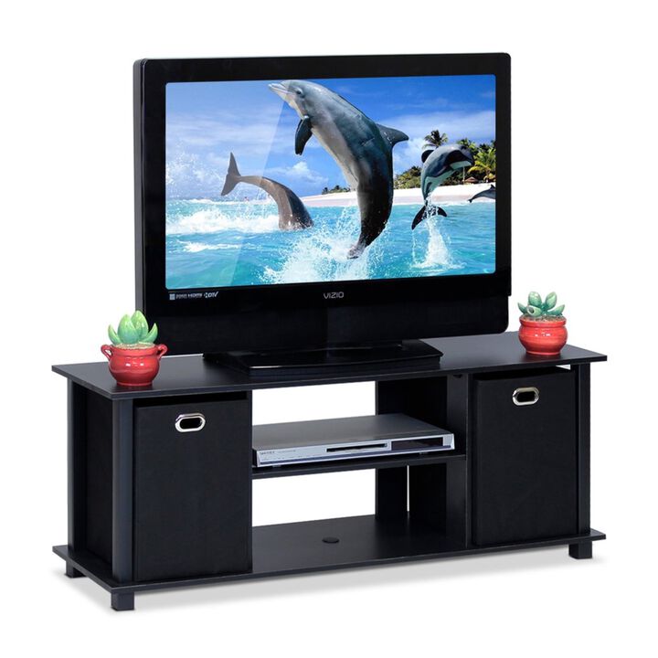 Furinno Furinno 13054BK/BK Econ Entertainment Center w/Storage Bins, Black
