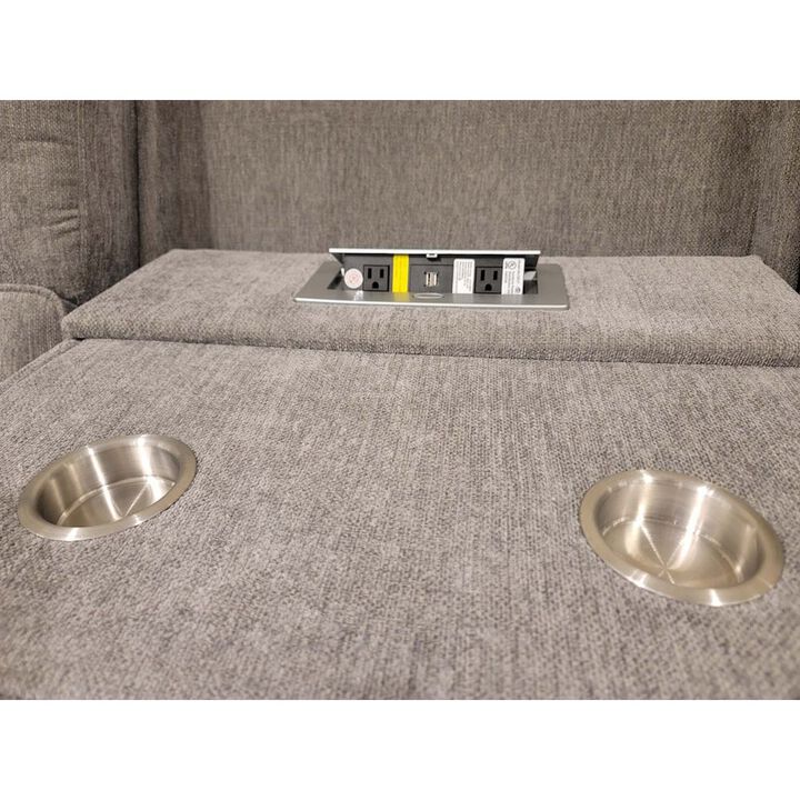 Lilola Home Anthony 114 Wide Light Gray Chenille Fabric Power Reclining Sectional