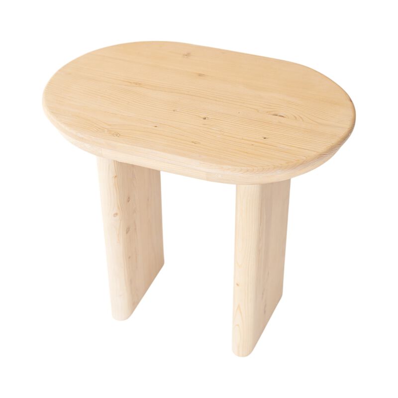Hivvago 22 Inch Natural Solid Wood Oval Sled End Table