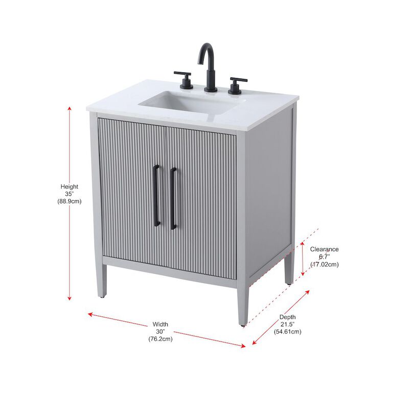 Elegant Kitchen and Bath 30 inch Single Bathroom Vanity in Grey