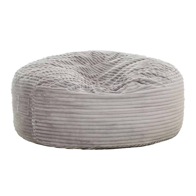 Sealy Oversized Bean Bag Chair, Gray Faux Fur Cover Shredded Foam Fill - Benzara image number 0