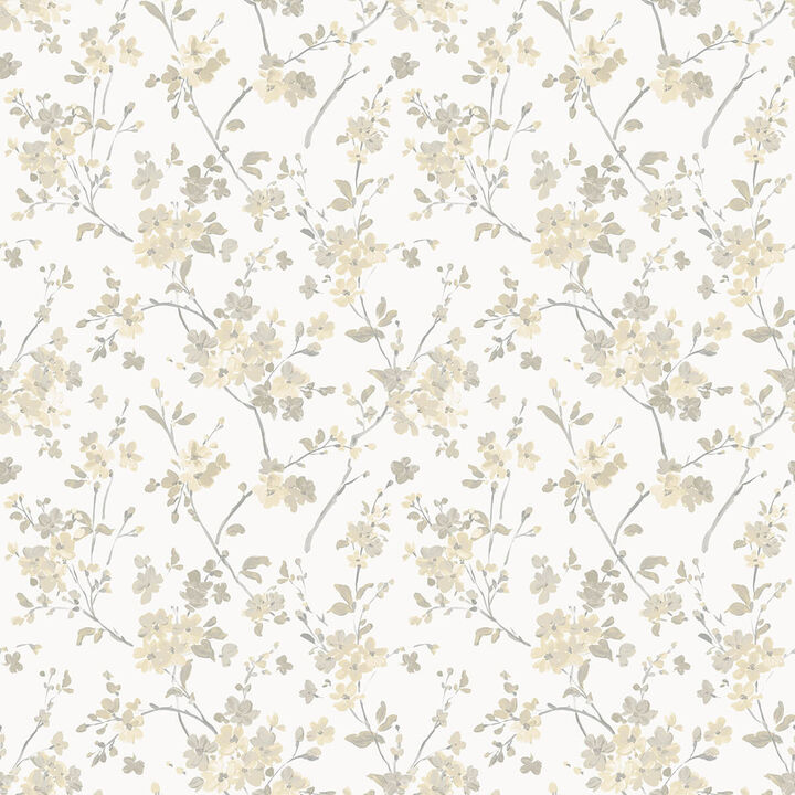 Glinda Light Yellow Floral Trail Wallpaper