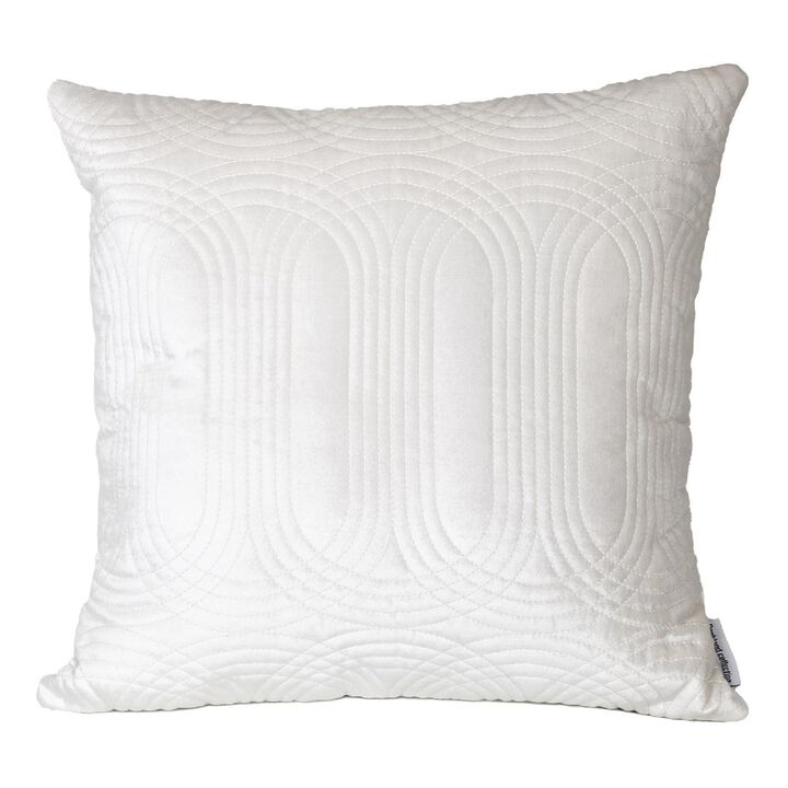 20" White Quilted Oval Pattern Throw Pillow