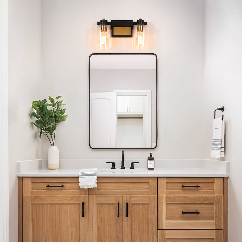 14" 2-Light Dimmable Indoor Wall Sconce with Clear Glass Shades image number 6