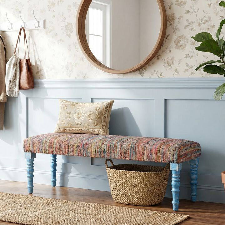 Ava Rainbow Striped Accent Bench