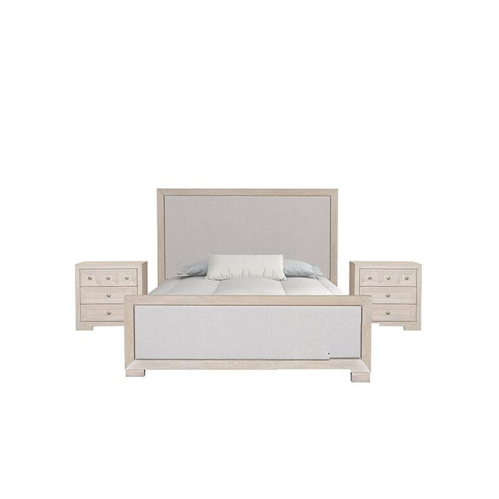 Kizie 5pc Queen Bedroom Set, Tall Chest, Nightstand, Tawny Brown Gray