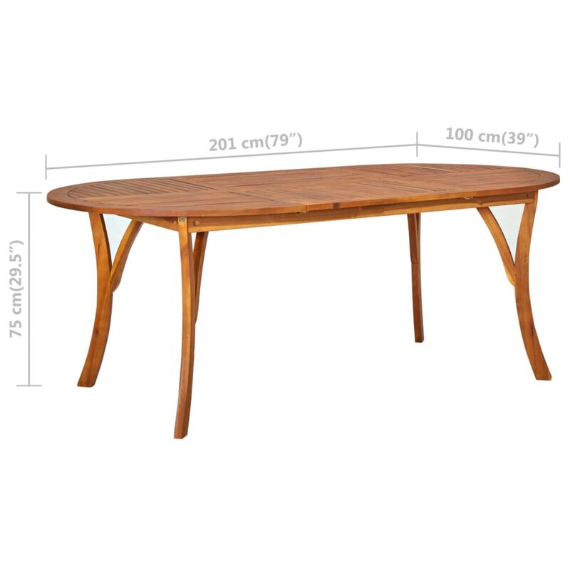 vidaXL Garden Table 79.1"x39.4"x29.5" Solid Acacia Wood
