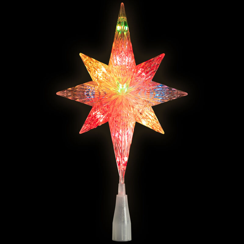 11" Lighted Clear 8 Point Star of Bethlehem Christmas Tree Topper - Multicolor Lights image number 2