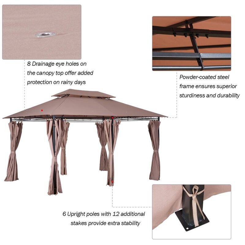 Hivvago 10' x 13' Patio Gazebo with Curtains and Vented Roof image number 5
