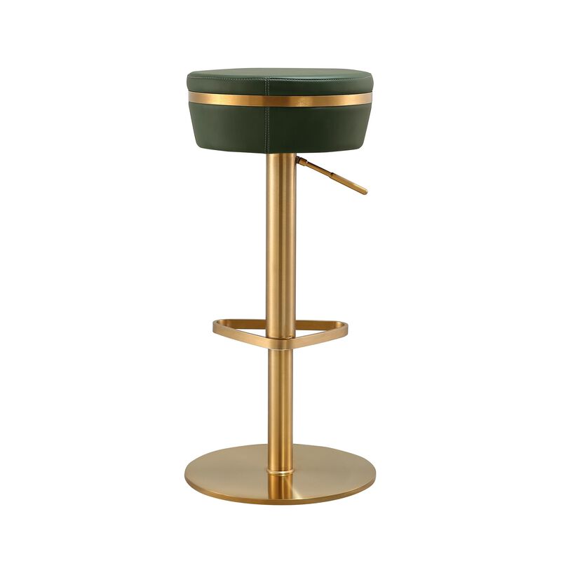 Astro White Performance Vegan Leather and Gold Adjustable Stool
