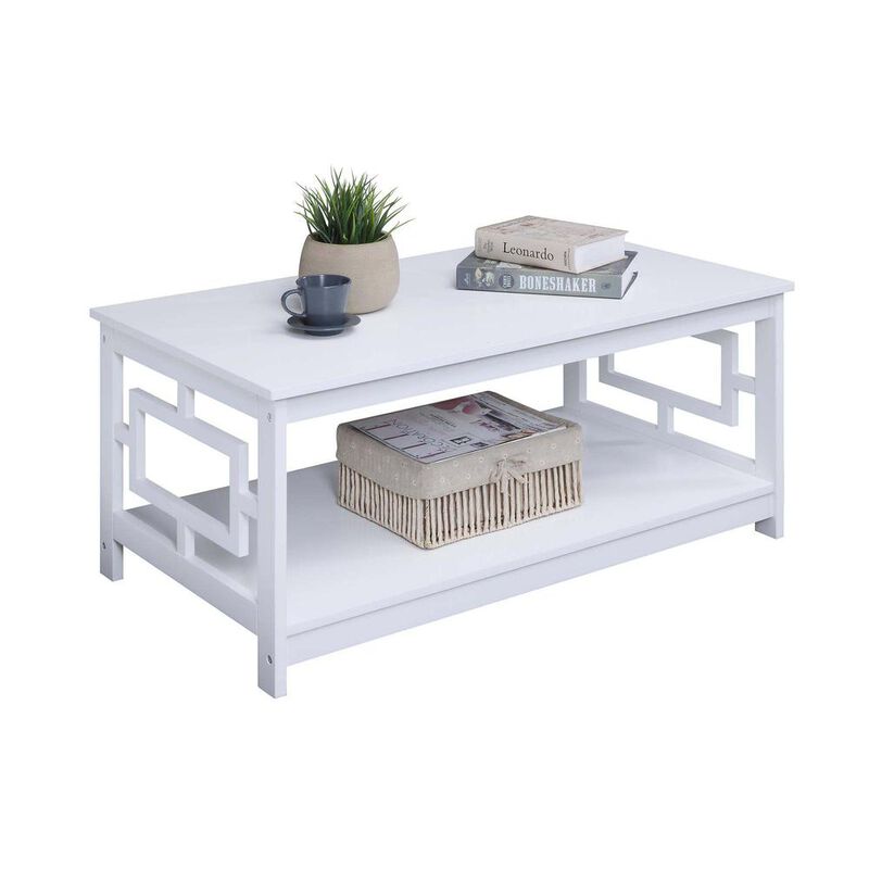 Convenience Concepts Town Square Coffee Table with Shelf, White