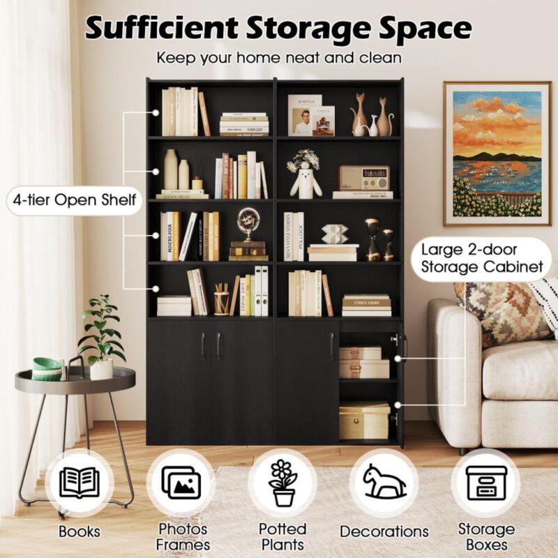 Hivvago 70 Inch Bookcase 6-Tier with Adjustable Shelves and 2-Door Cabinet