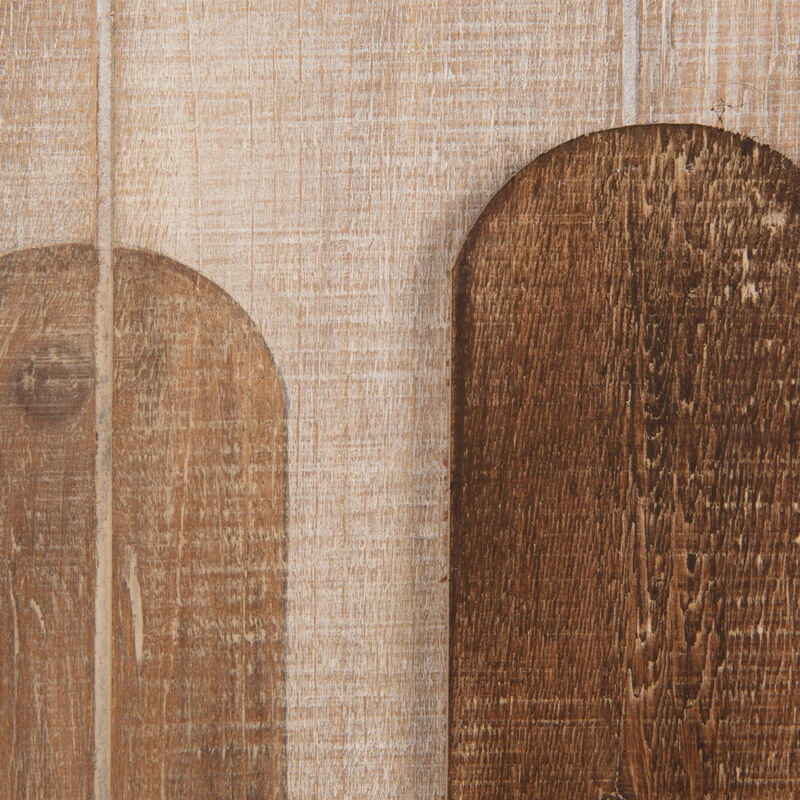 Wide Wood Framed Wall D&eacute;cor with Raised Metal Paddles, Brown Finish image number 5