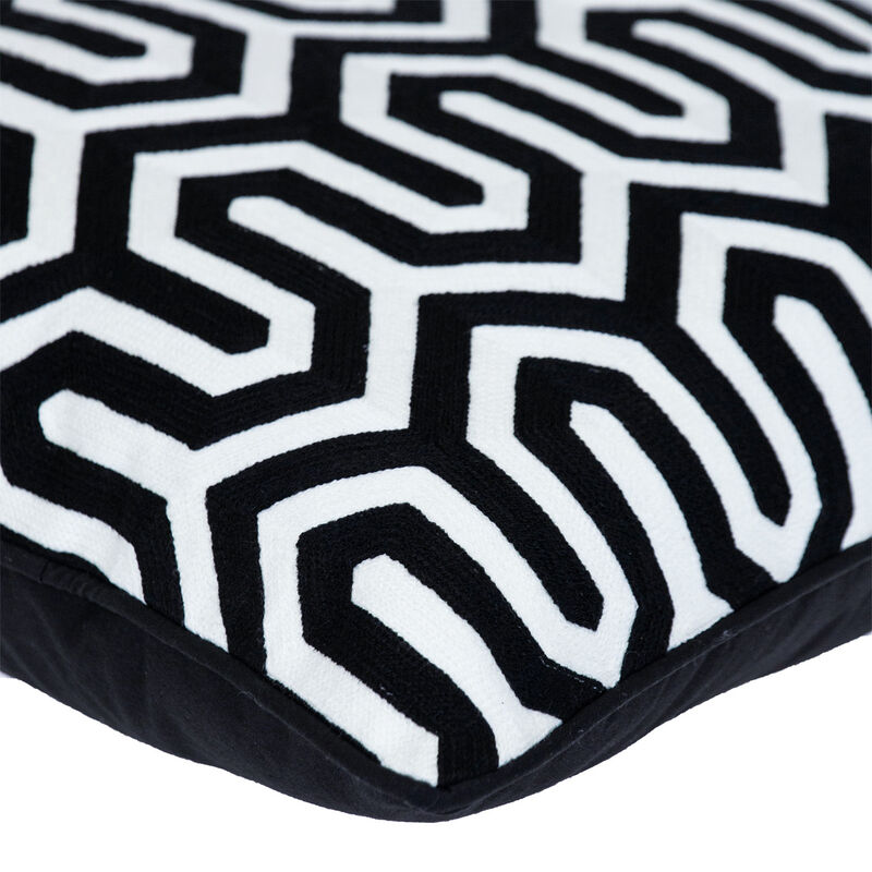 HomeRoots 20" Black Geometric Cotton Throw Pillow image number 5