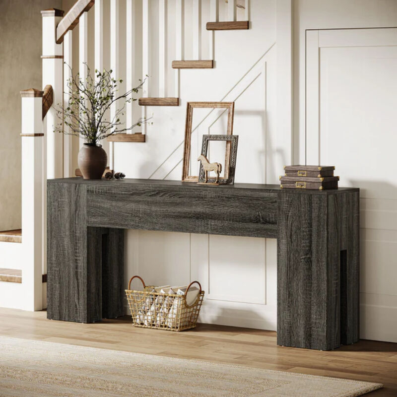 70.8-Inch Wooden Console Table, Sturdy Sofa Table for Hallway or Entryway