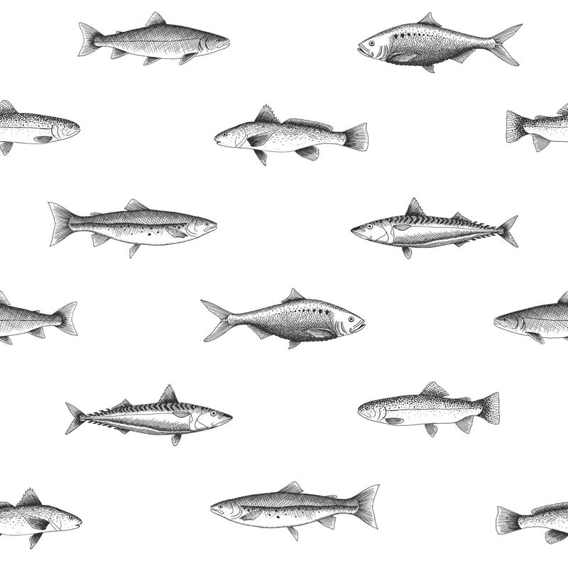 Fiyero Off White Fish Wallpaper (Set of 2) image number 0