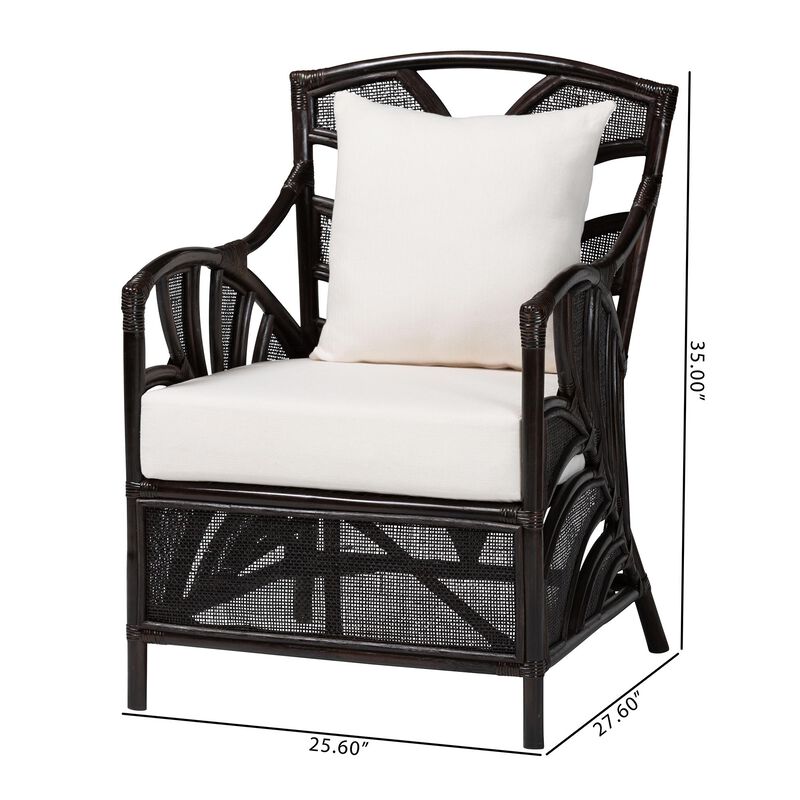 bali & pari Paden Natural Rattan Armchair - Handwoven Wicker Accent Chair with Banana Leaf Frame for Living Room or Sun Room image number 8