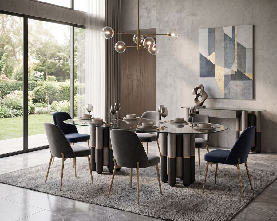 Positano Glass 94.5" Dining Table