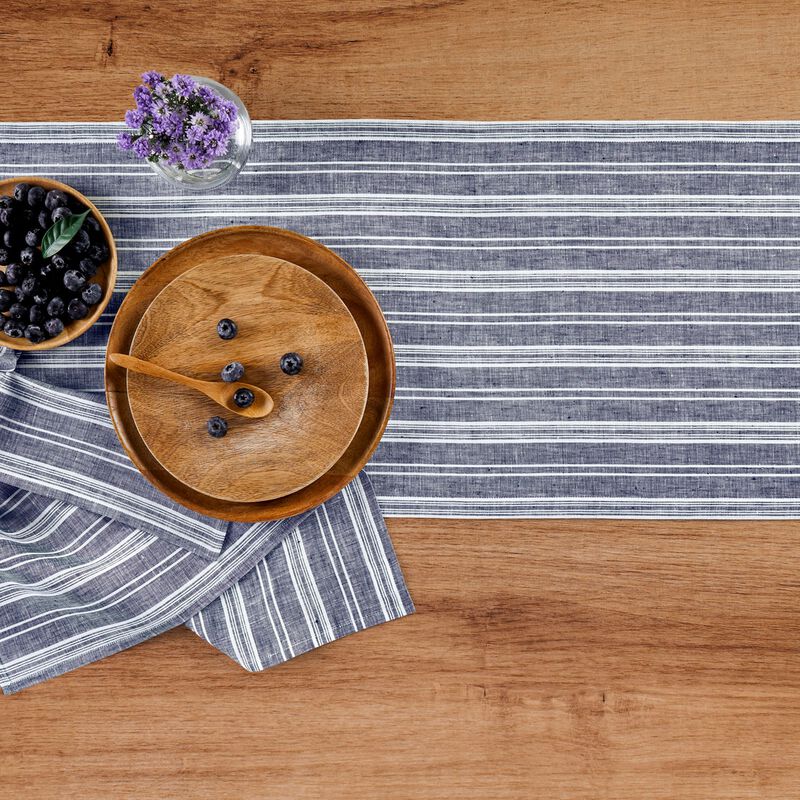 Solino Home 100% Pure Linen Table Runner - Chelsea Stripe